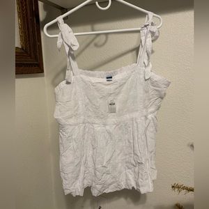 Tie-Shoulder Embroidered Babydoll Cami Swing Top for Women